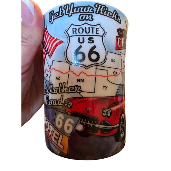 Route 66 Mug Get Your Kicks Cadillac Ranch Motorcycle Car Retro Design Coffee Te - Picture 10 of 16